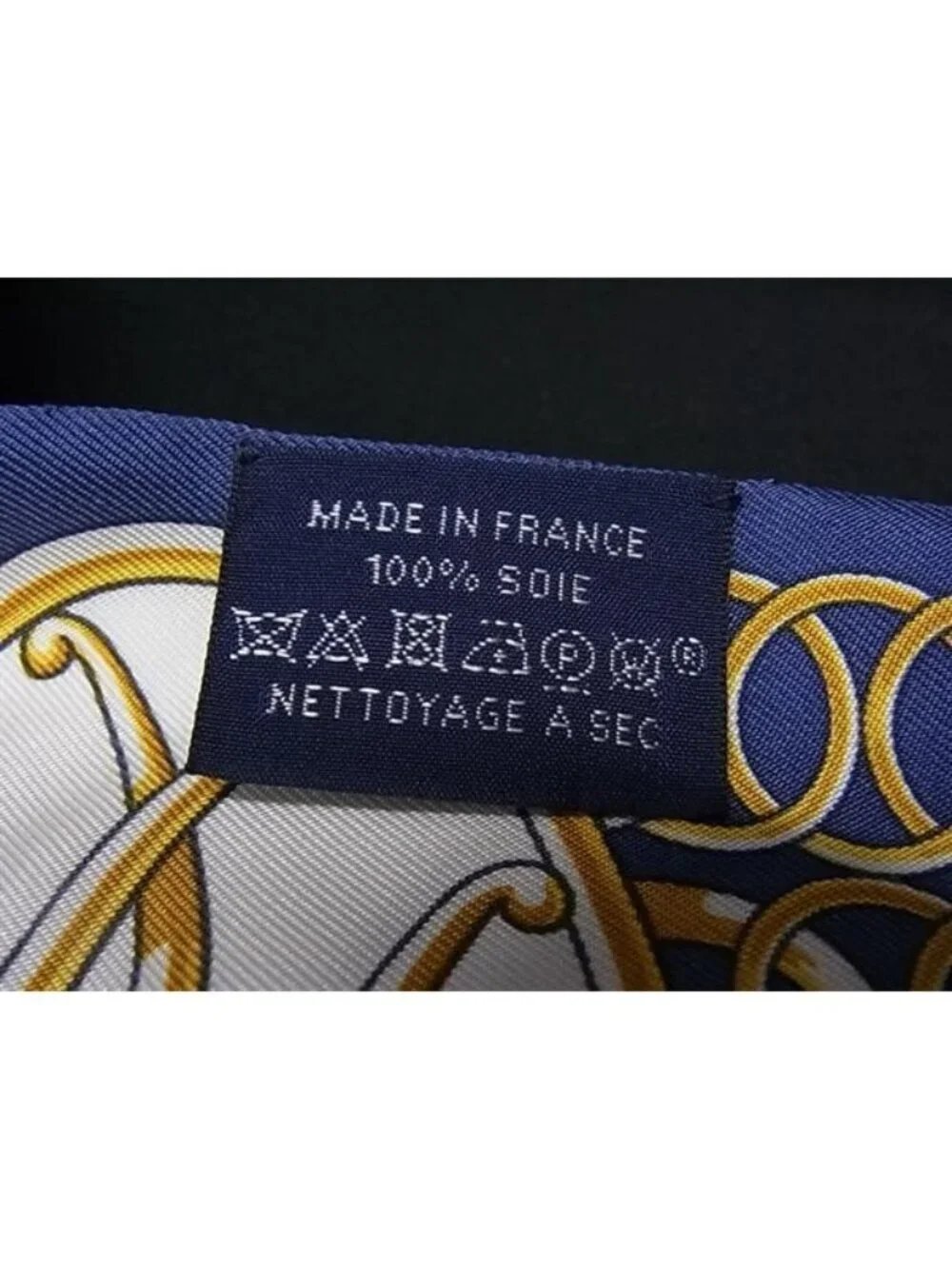 Hermes Lift Profile Twill Silk 100% Ribbon Scarf Navy - Picture 4 of 5